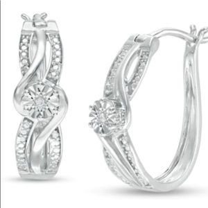 ZALES Diamond Accent Bypass Split Row Hoop Earrings in Sterling Silver